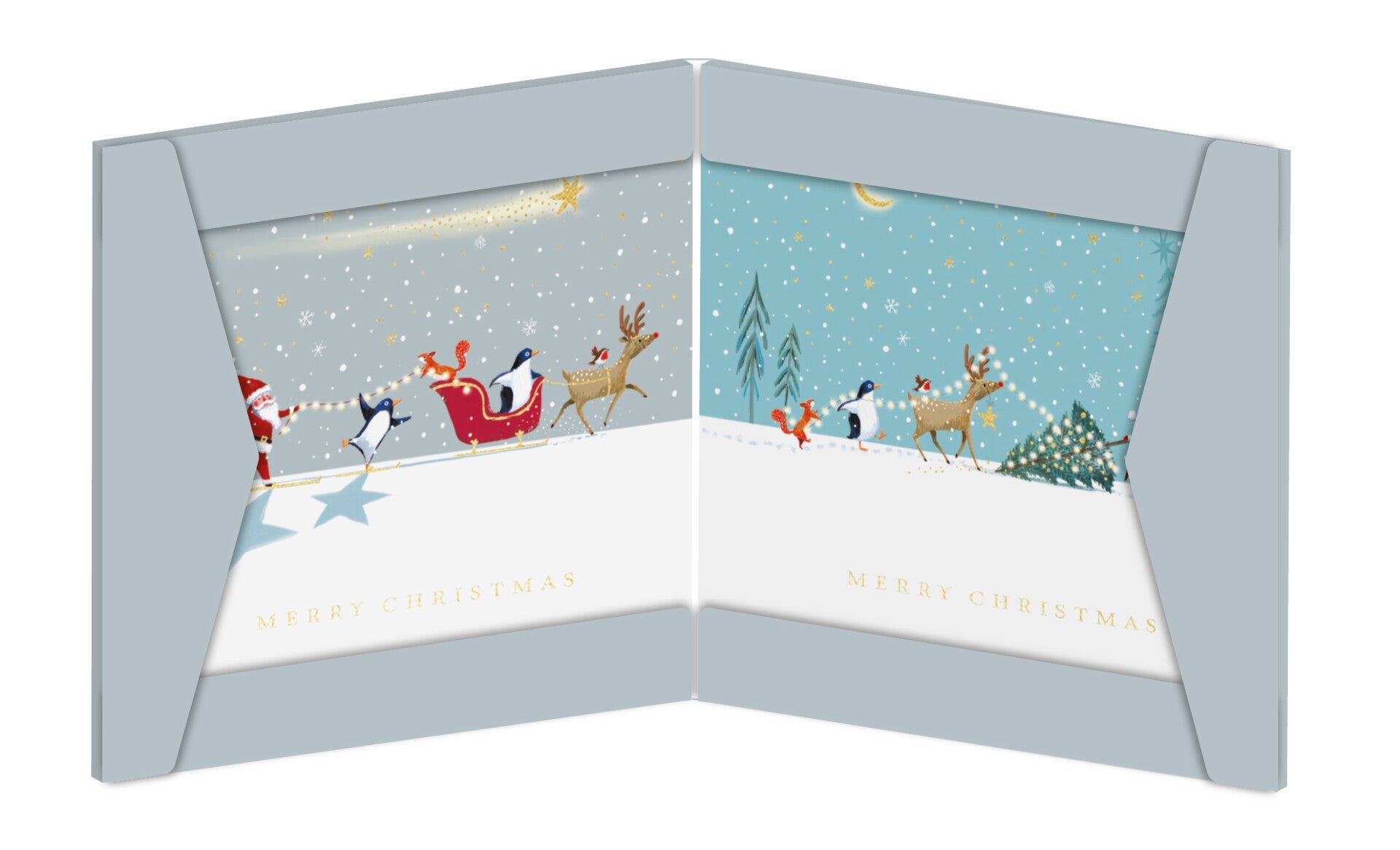 Julekort 8pk Skiing with the stars
