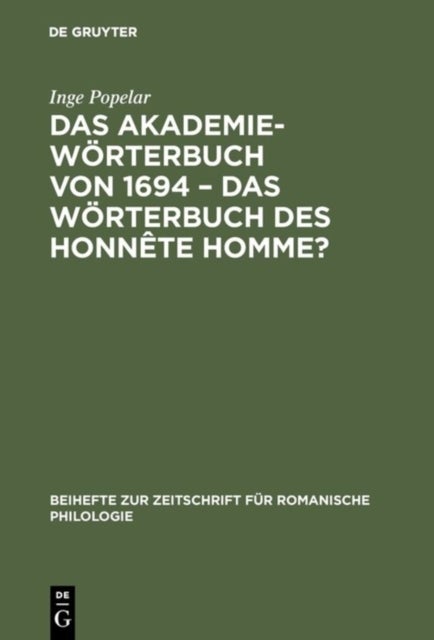 Das Akademieworterbuch von 1694 - das Worterbuch des Honnete Homme?