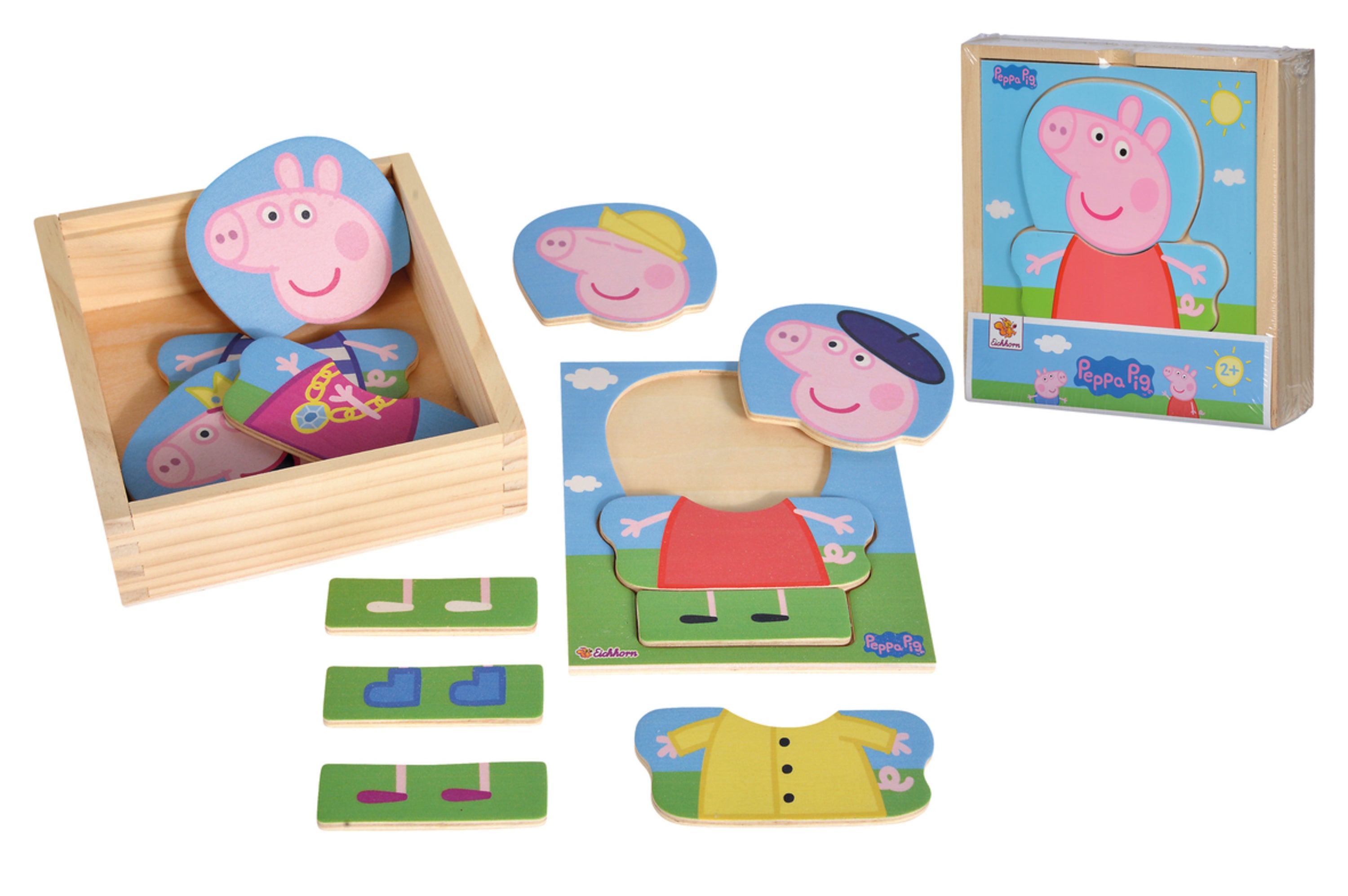 Peppa Gris Klespuslespill i tre 14 deler