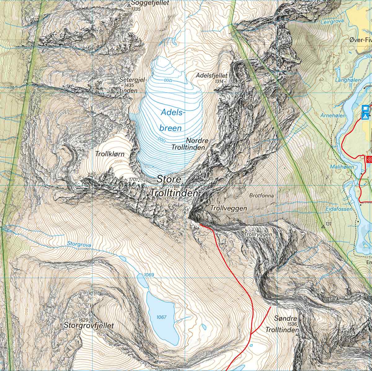 Høyfjellskart Romsdalen: Trolltindan & Høgstolen
