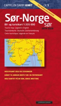 Sør-Norge sør 2019-2020 - bil- og turistkart = tourist map = Touristenkarte = carte touristique