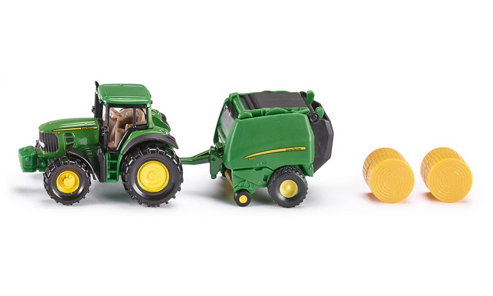 Siku John D.Traktor m/rundballepresse