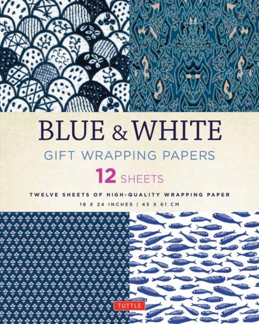 Blue & White Gift Wrapping Papers - 12 Sheets - 18 x 24 inch (45 x 61 cm) Wrapping Paper