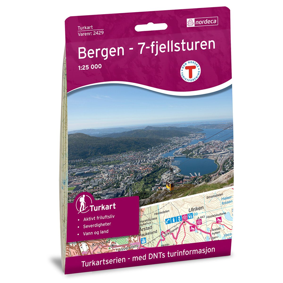 Bergen - 7-Fjellsturen - Veikart