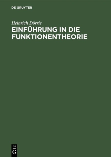 Einfuhrung in Die Funktionentheorie