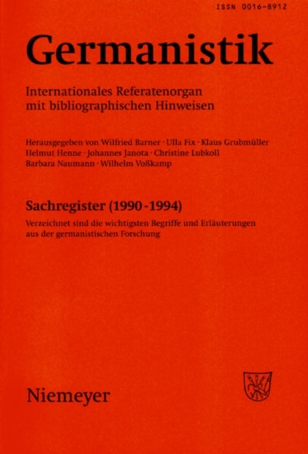 Germanistik, Sachregister (1990-1994) - Verzeichnet Sind Die Wichtigsten Begriffe Und Erlauterungen Aus Der Germanistischen Forschung