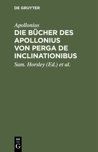 Die Bucher Des Apollonius Von Perga de Inclinationibus