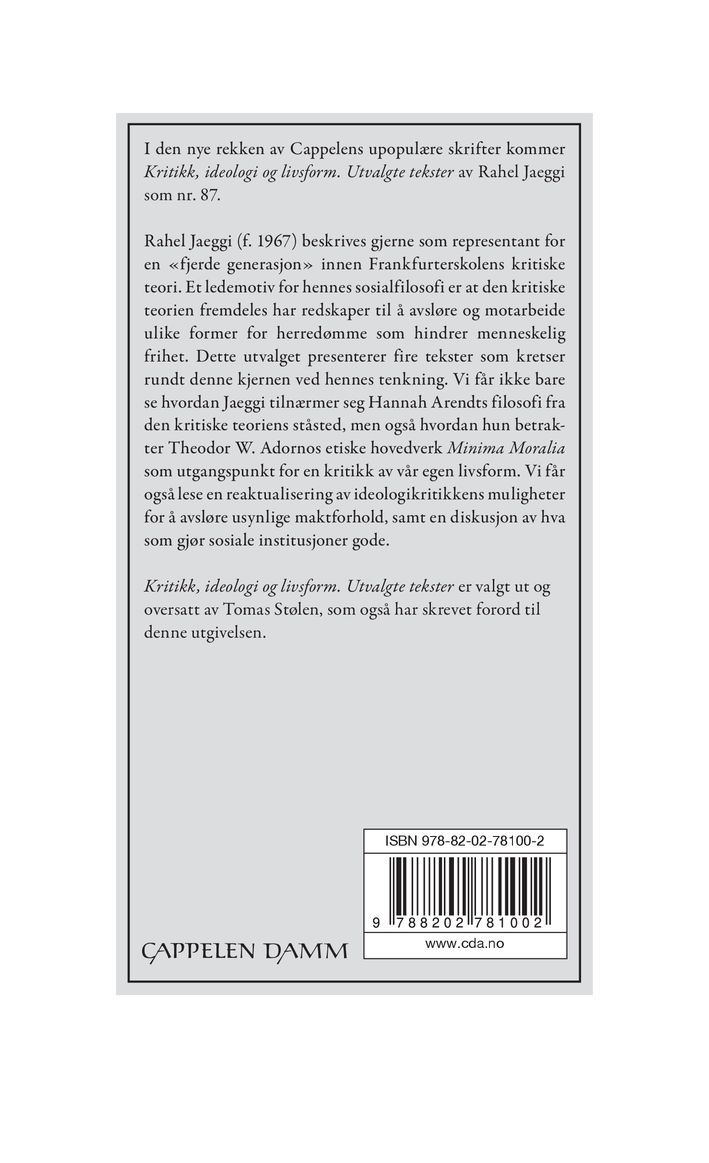 Kritikk, ideologi og livsform