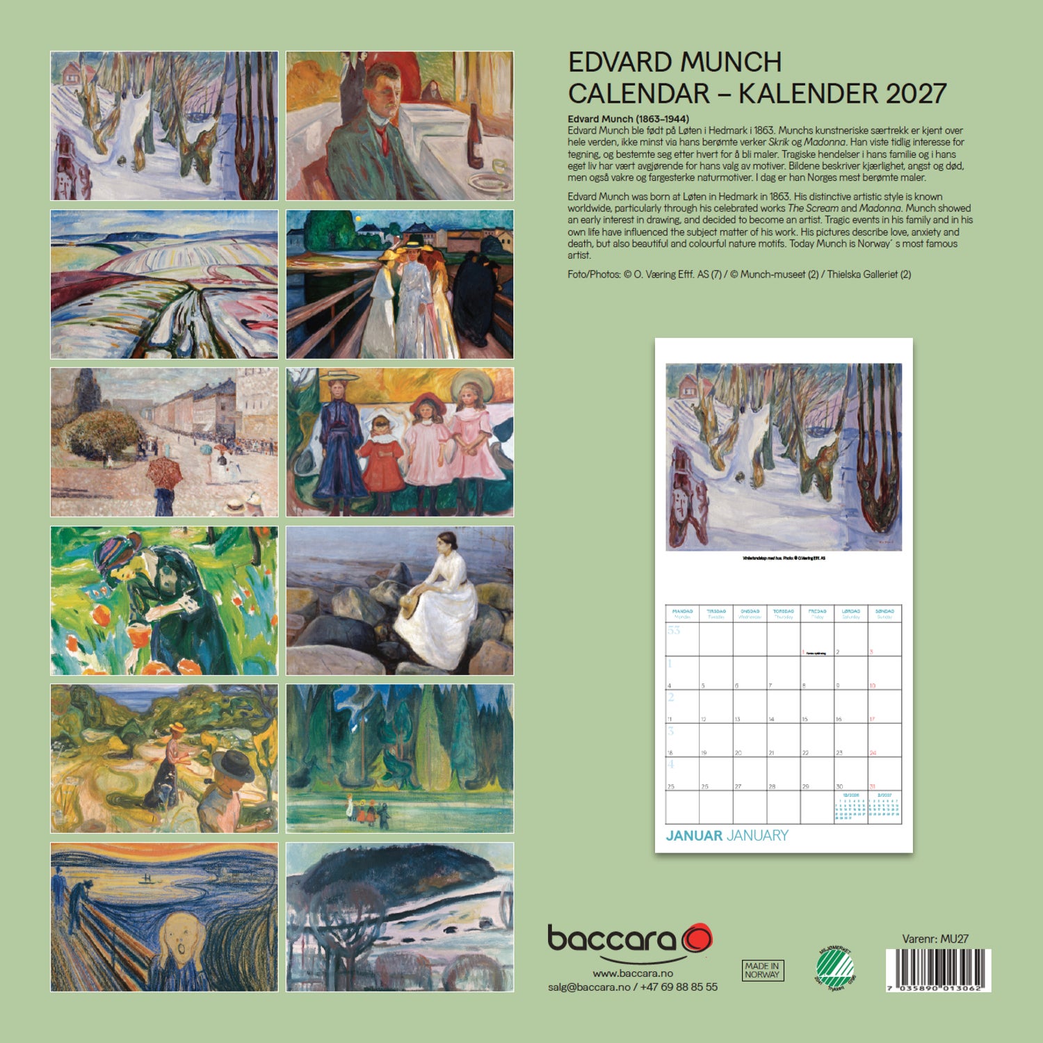 Kalender 2027 E. Munch 30x30cm