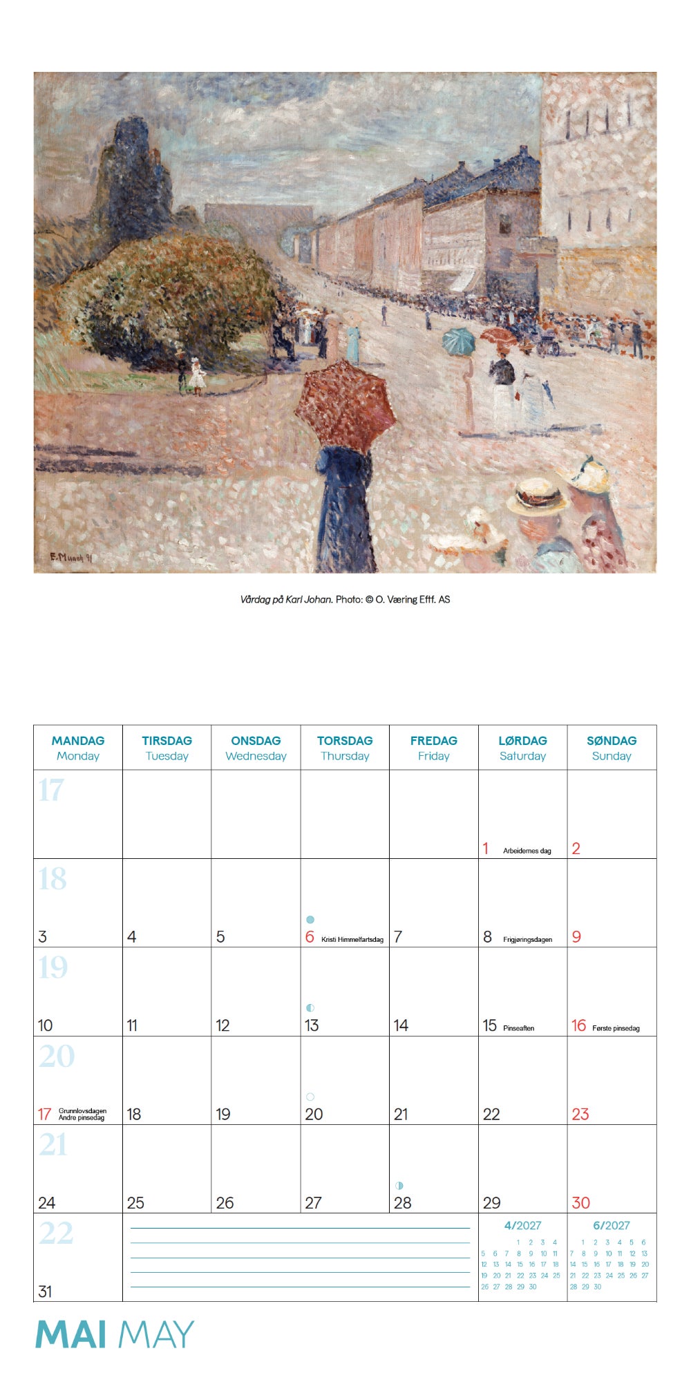 Kalender 2027 E. Munch 30x30cm