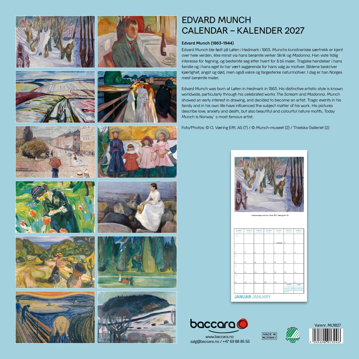Kalender 2027 E. Munch 18x18cm