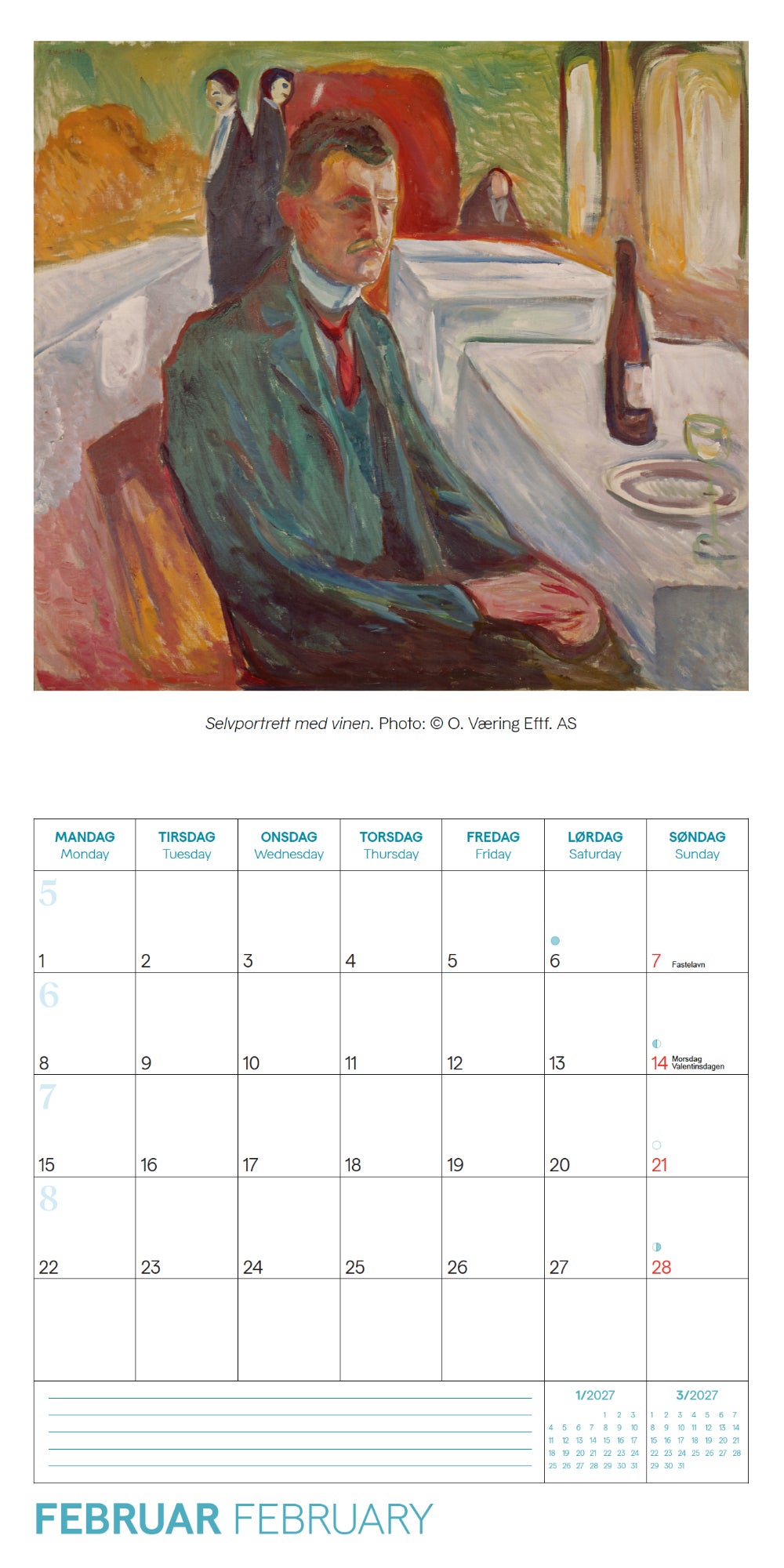 Kalender 2027 E. Munch 18x18cm