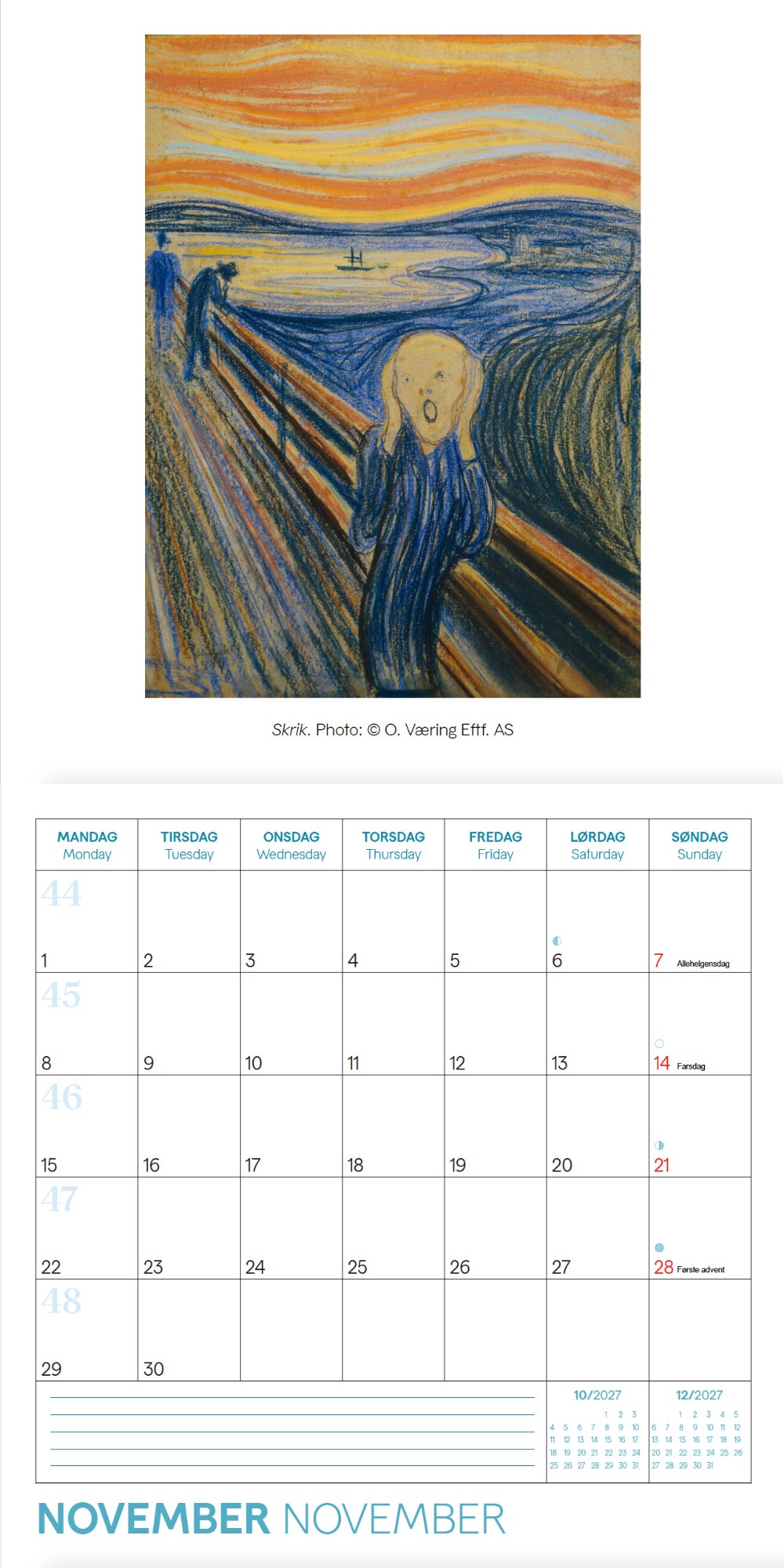 Kalender 2027 E. Munch 18x18cm
