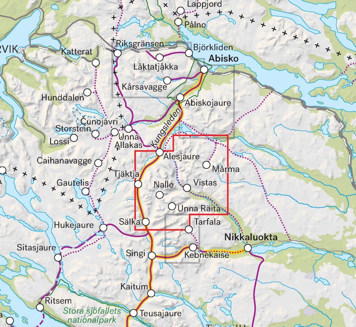 Högalpin karta: Mårma & Nallo