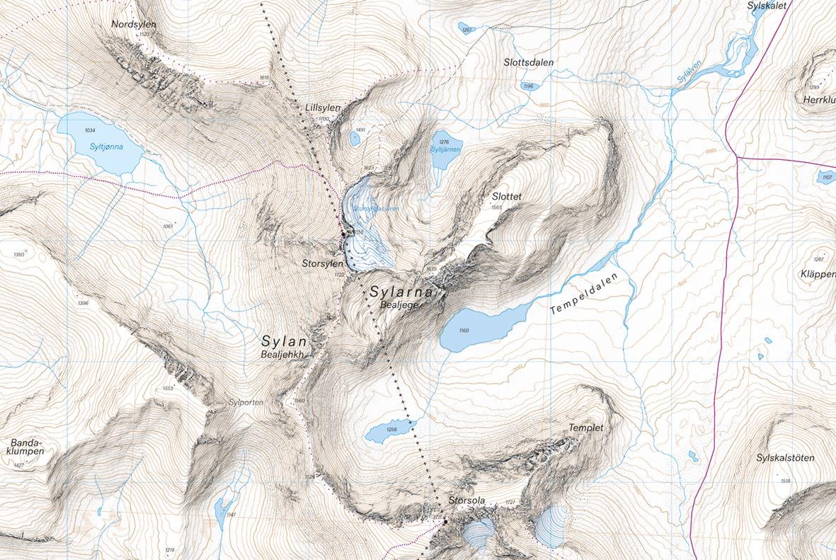 Högalpin karta: Sylarna