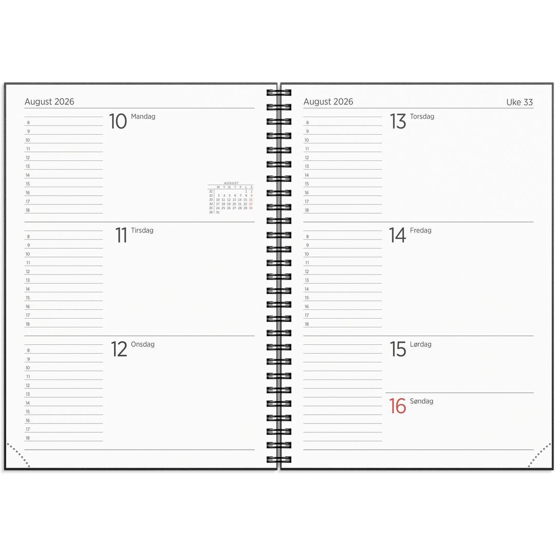 Kalender Grieg Leo A5 spiral 2026 sort