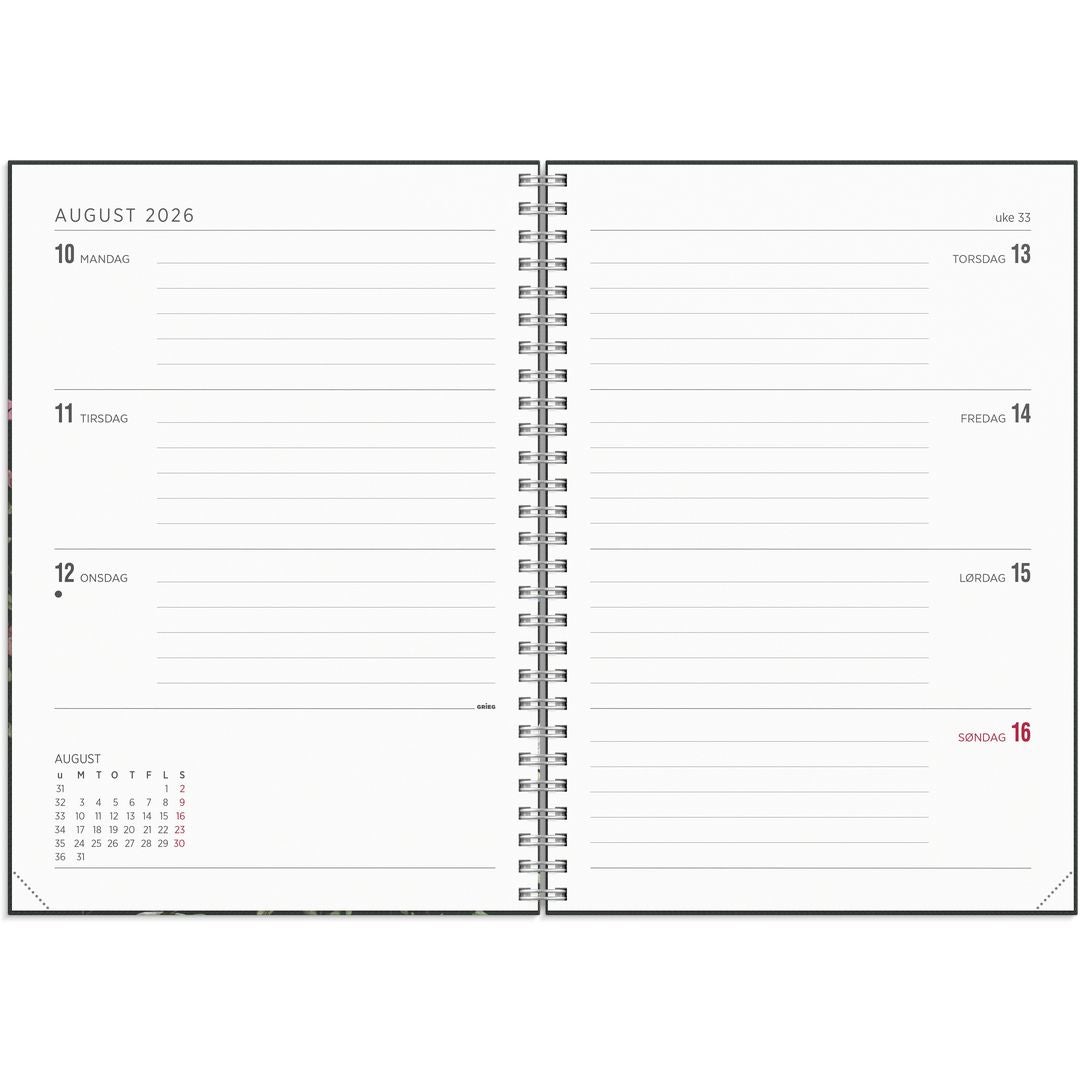Ukekalender Grieg Multi A5 2026 blomster