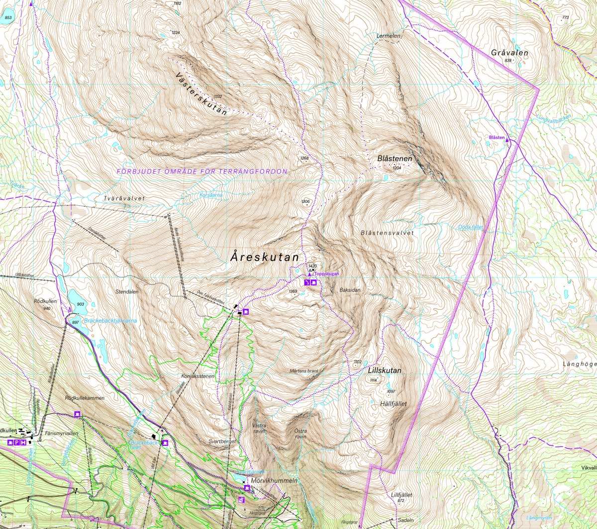Högalpin karta: Åreskutan & södra Årefjällen