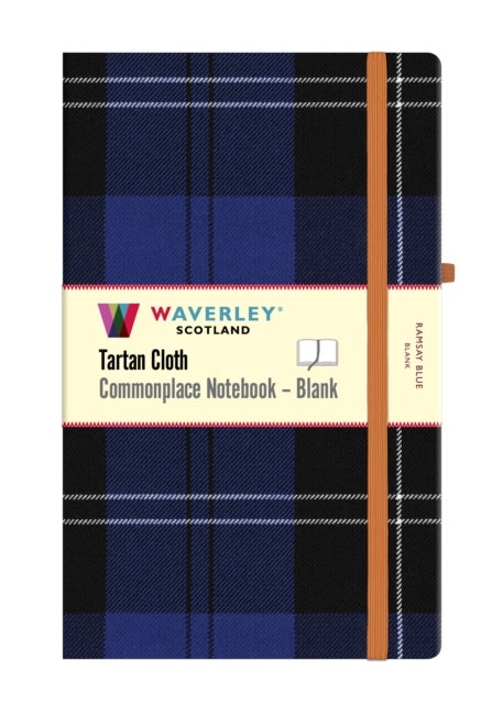 Ramsay Blue Tartan Blank Hardback Notebook: Large 21 x 13cm - Waverley Scotland Tartan Cloth Commonplace Notebook