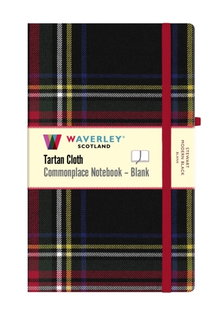 Stewart Modern Black Tartan Hardback Blank Notebook: Large 21cm x 13cm - Waverley Scotland Tartan Cloth Commonplace Notebook