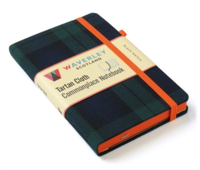 Waverley (M): Black Watch Tartan Cloth Commonplace Notebook 14cm x 9cm with pen loop - Waverley Genuine Cloth Tartan Cloth Commonplace Notebook