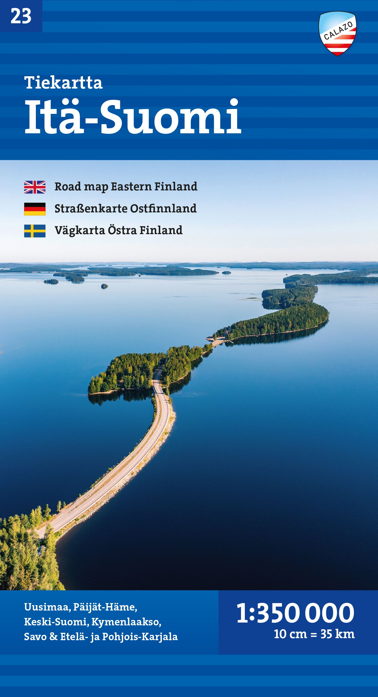 Tiekartta Itä-Suomi = Road map Eastern Finland = Straßenkarte Ostfinnland = Vägkarta Östra Finland - Uusimaa, Päijät-Häme, Keski-Suomi, Kymenlaakso, Savo & Etelä- ja Pohjois-Karjala