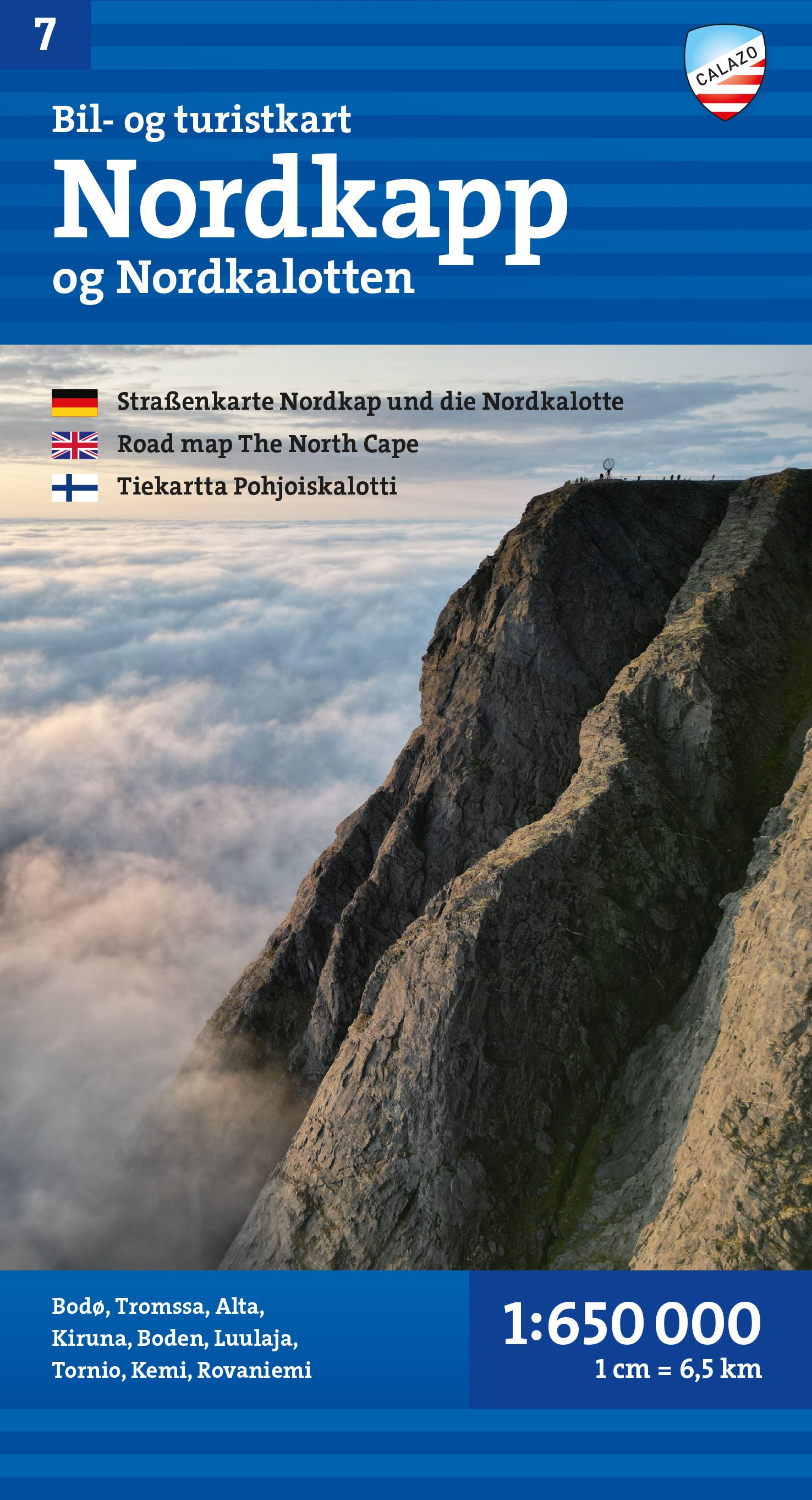 Nordkapp og Nordkalotten = Straßenkarte Nordkap und die Nordkalotte = Road map The North Cape = Tierkartta Pohjoiskalotti - bil- og turistkart  : Bodø, Tromssa, Alta, Kurina, Boden, Luulaja, Tornio, Kemi, Rovaniemi