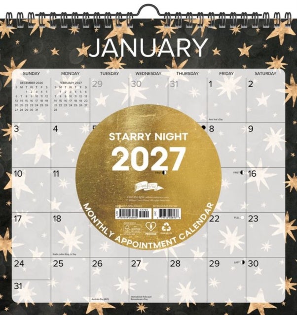 Starry Night 2027 12' x 12' Spiral Wall Calendar