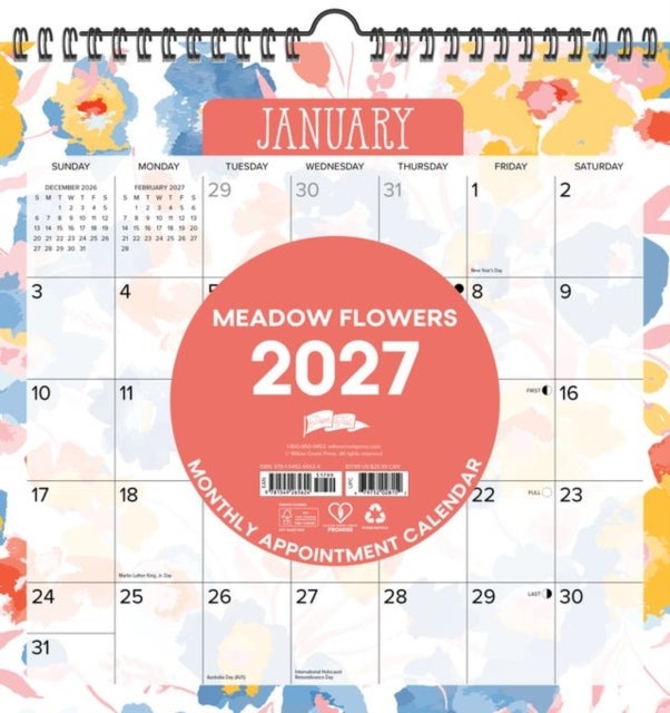 Meadow Flowers 2027 12' x 12' Spiral Wall Calendar