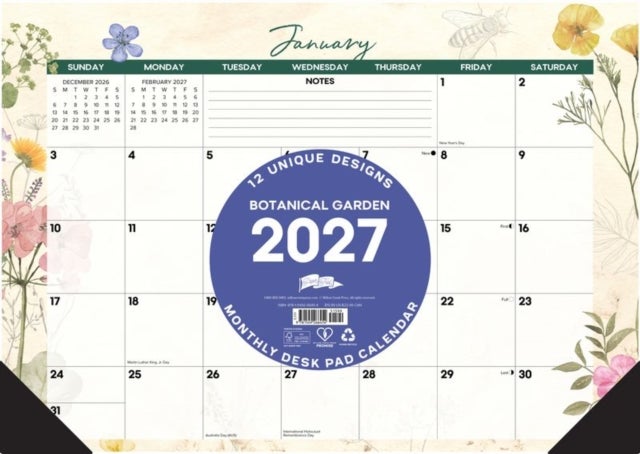Botanical Garden 2027 17' x 12' Monthly Deskpad