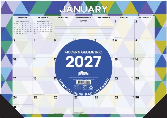 Modern Geometric 2027 17' x 12' Monthly Deskpad