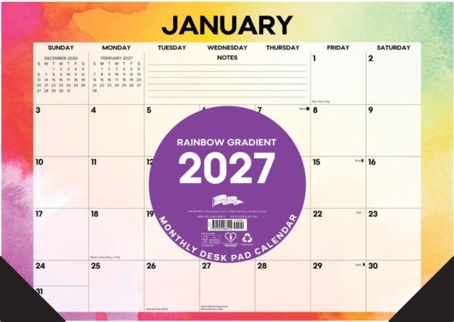 Rainbow Gradient 2027 17' x 12' Monthly Deskpad