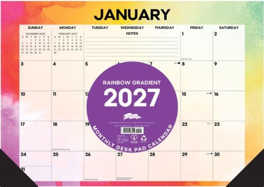 Rainbow Gradient 2027 17' x 12' Monthly Deskpad