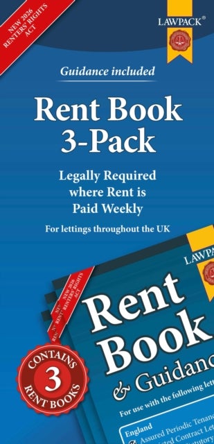 Rent Book 3-Pack - Legally Required where Rent is Paid Weekly - for Use throughout the UK