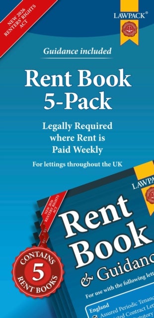 Rent Book 5-Pack - Legally Required where Rent is Paid Weekly - valid for use throughout the UK