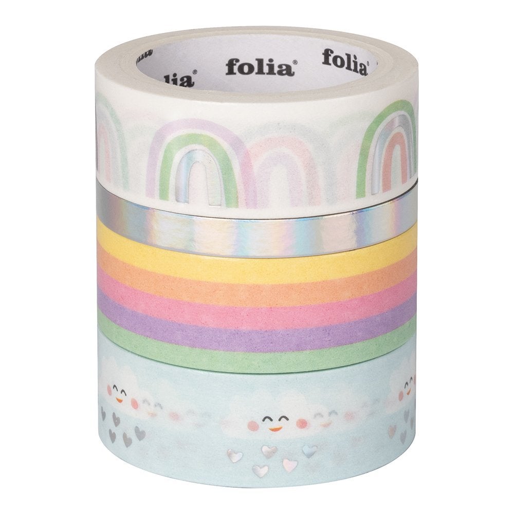Washi Tape 4 Ruller Hotfoil Rainbow Clouds