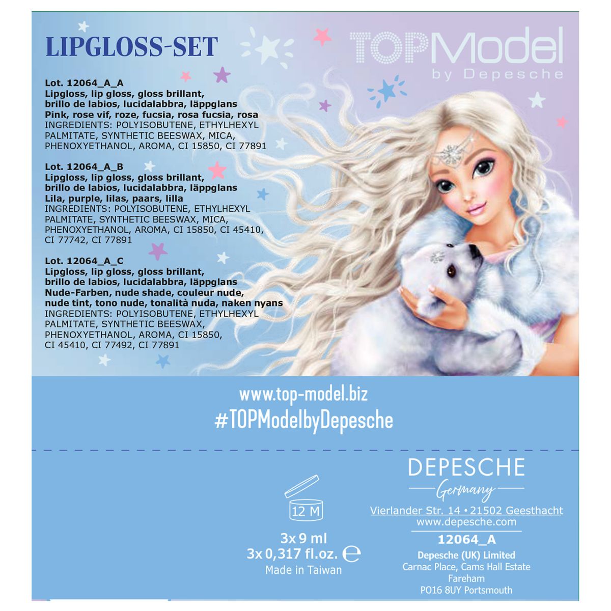 Lipgloss I Veske 3 Stk. Iceworld Topmodel
