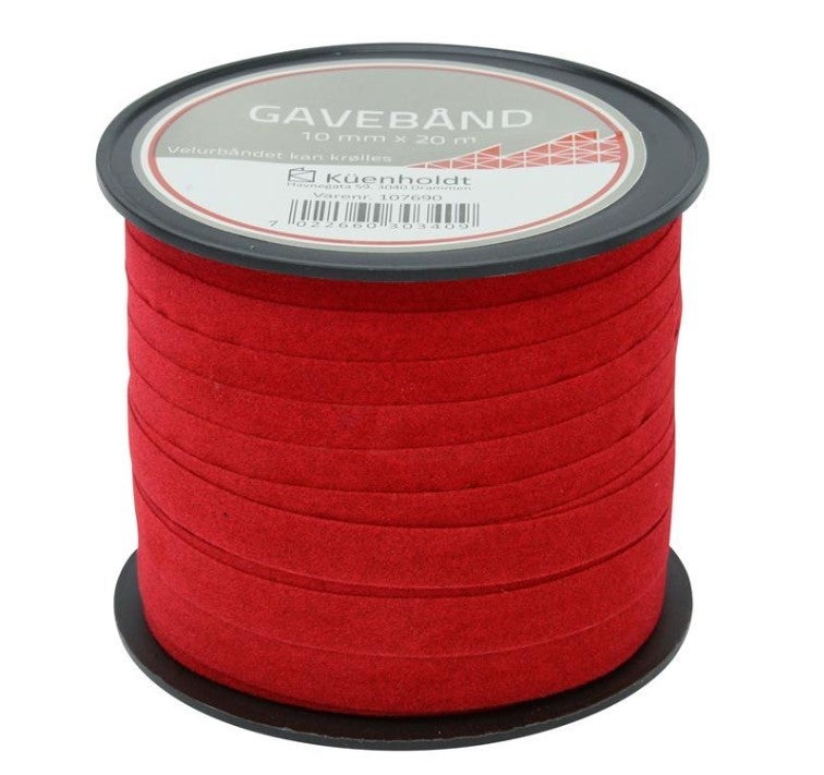 Gavebånd Velur 10mm X 20m Rød