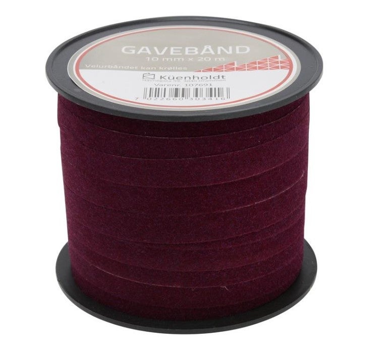 Gavebånd Velur  10mm X 20m Bourdeaux
