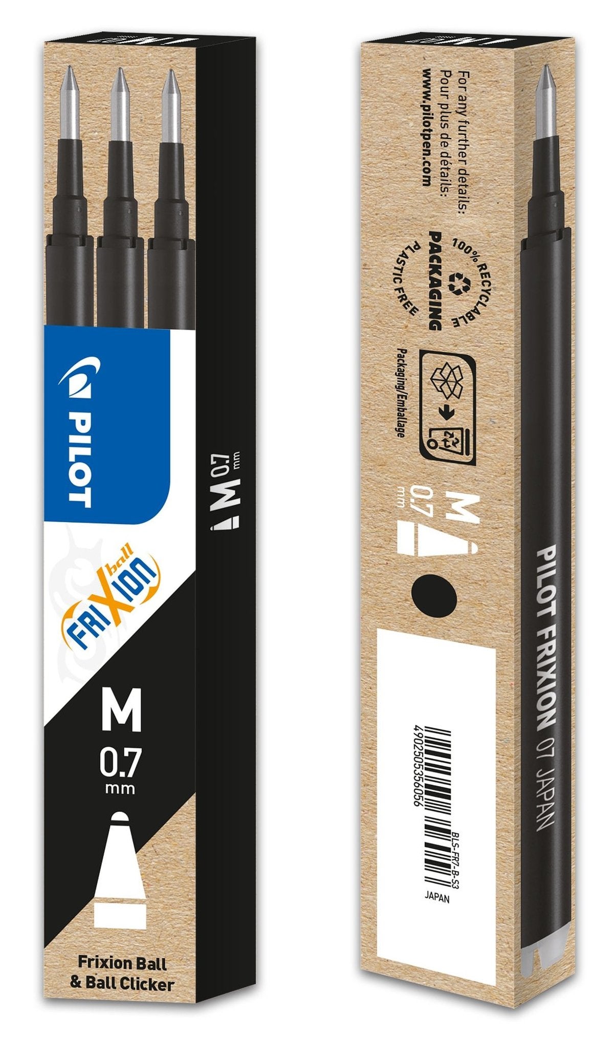 Refill geleroller Pilot Frixion 0,7mm Sort (3)