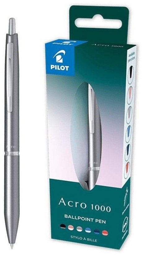 Kulepenn Pilot Acro1000 1,0 sølv sort
