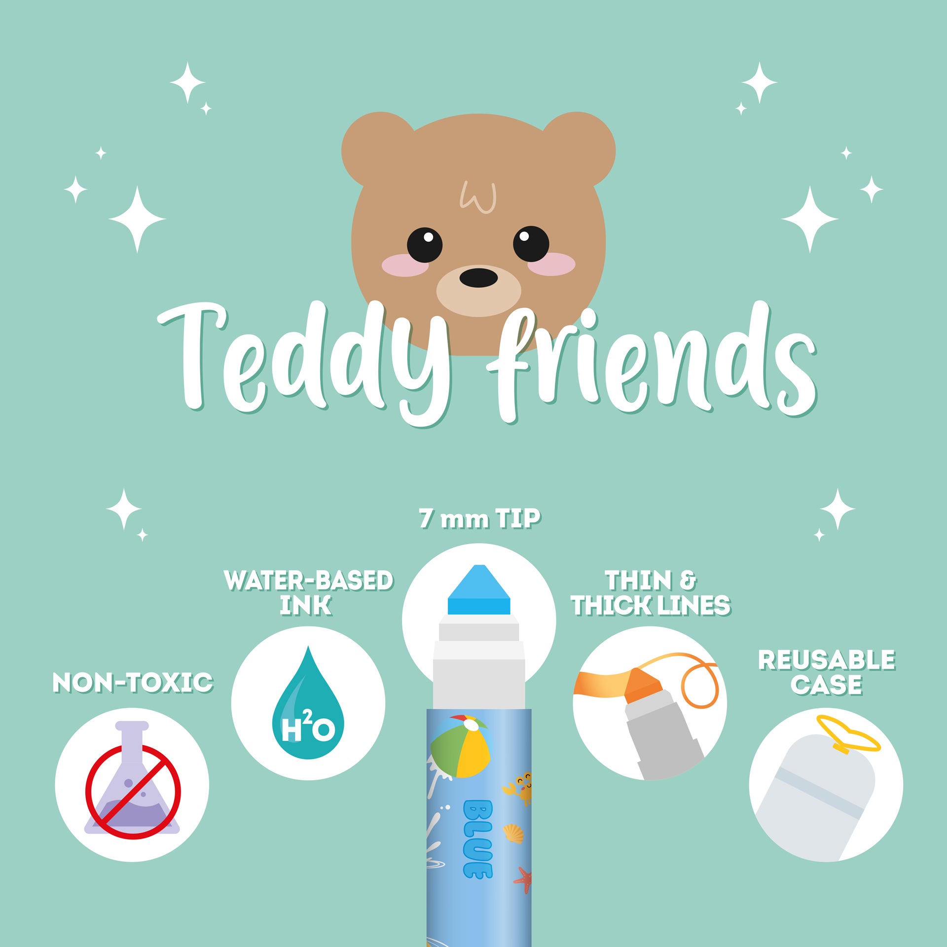 Tusjer Teddy Friends 12 Stk