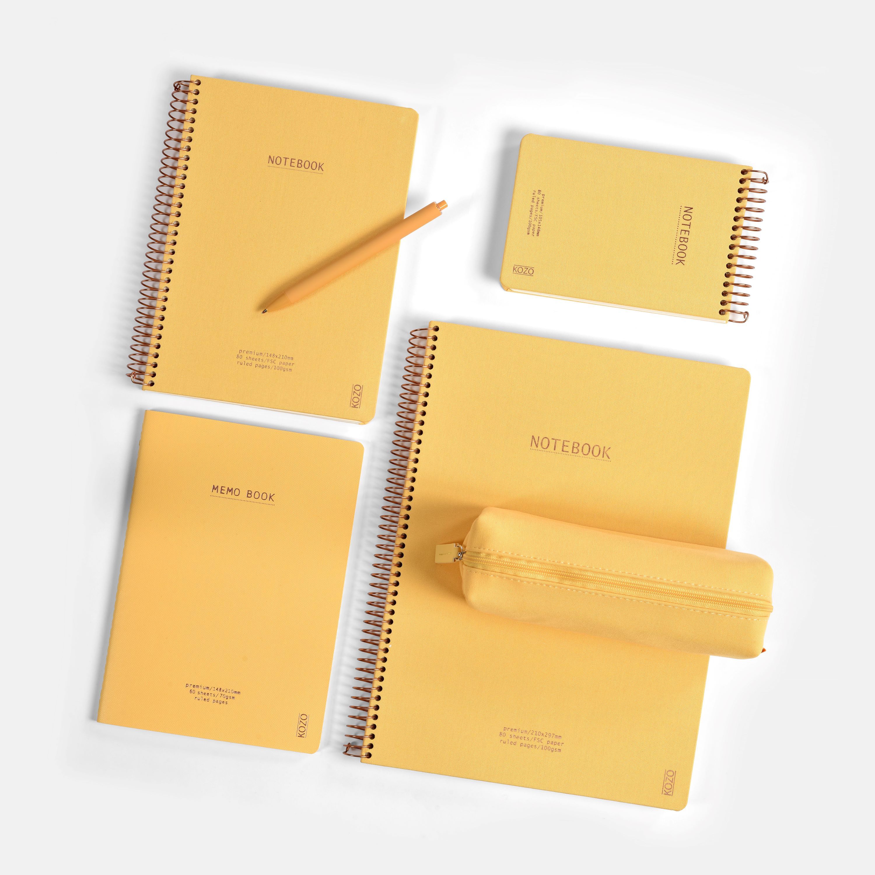 Notatbok m/spiral Kozo Premium A6 Honey