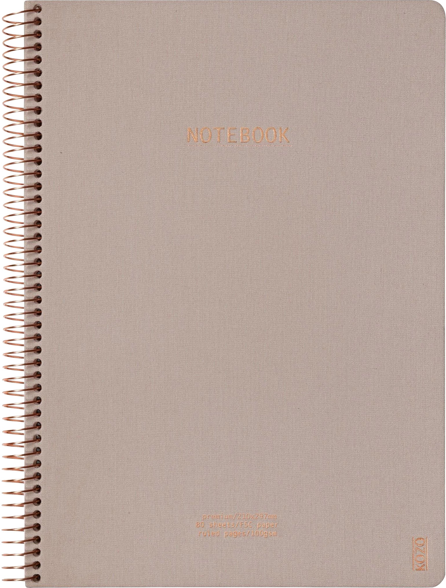 Notatbok m/spiral Kozo premium A4 Sand