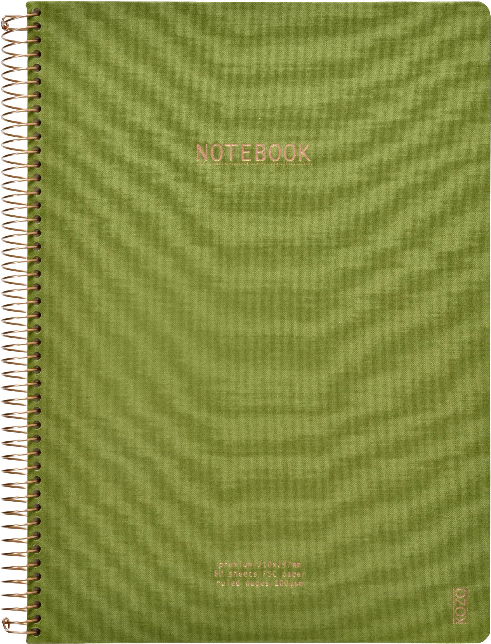 Notatbok m/spiral Kozo Premium A4 Olive Green