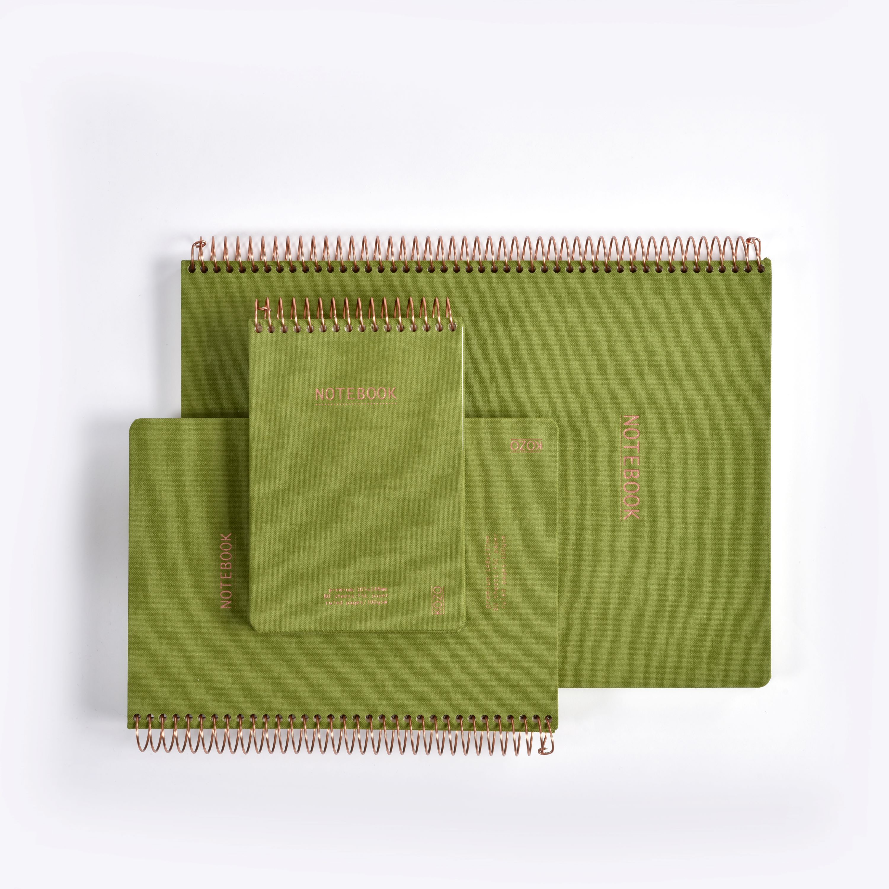 Notatbok m/spiral Kozo Premium A4 Olive Green