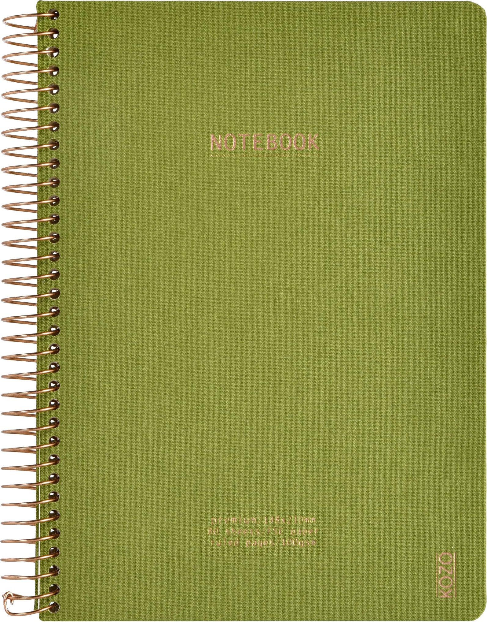 Notatbok m/spiral Kozo Premium A5 Olive Green