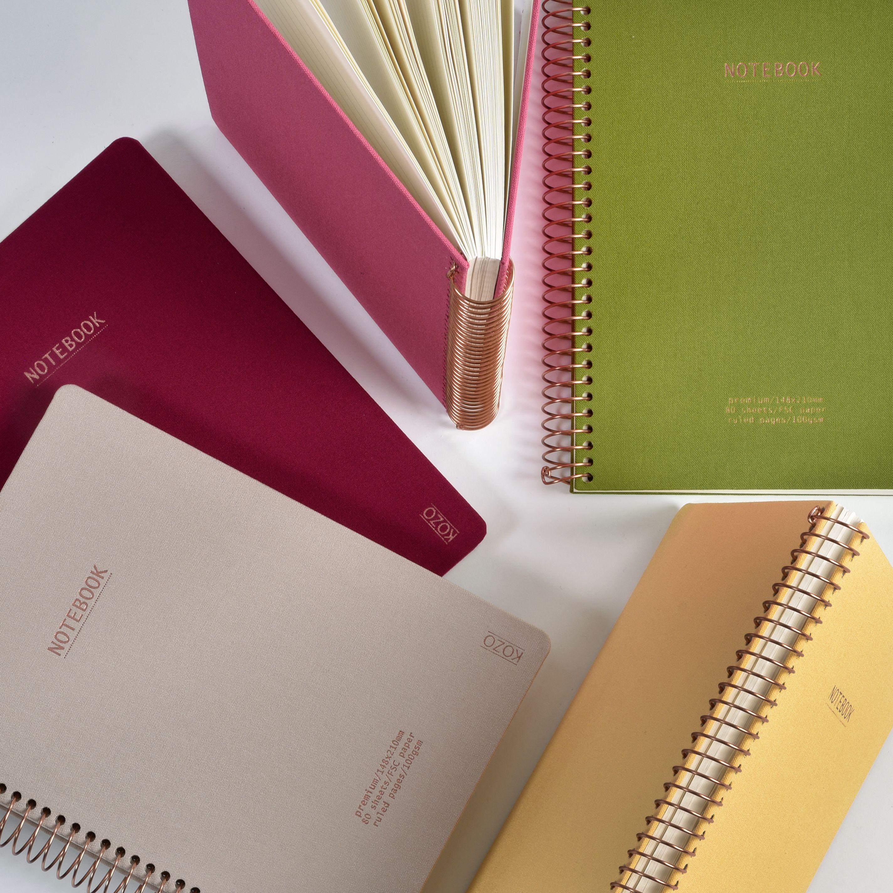 Notatbok m/spiral Kozo Premium A5 Olive Green