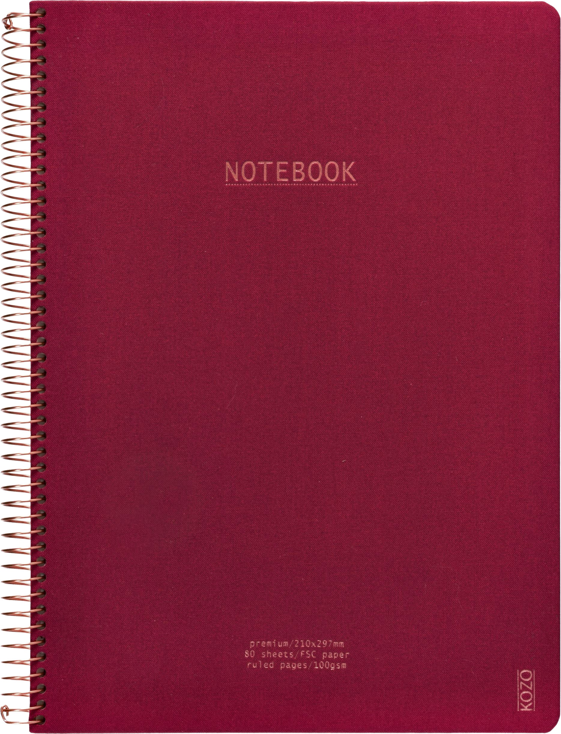 Notatbok m/spiral Kozo Premium A4 Berry
