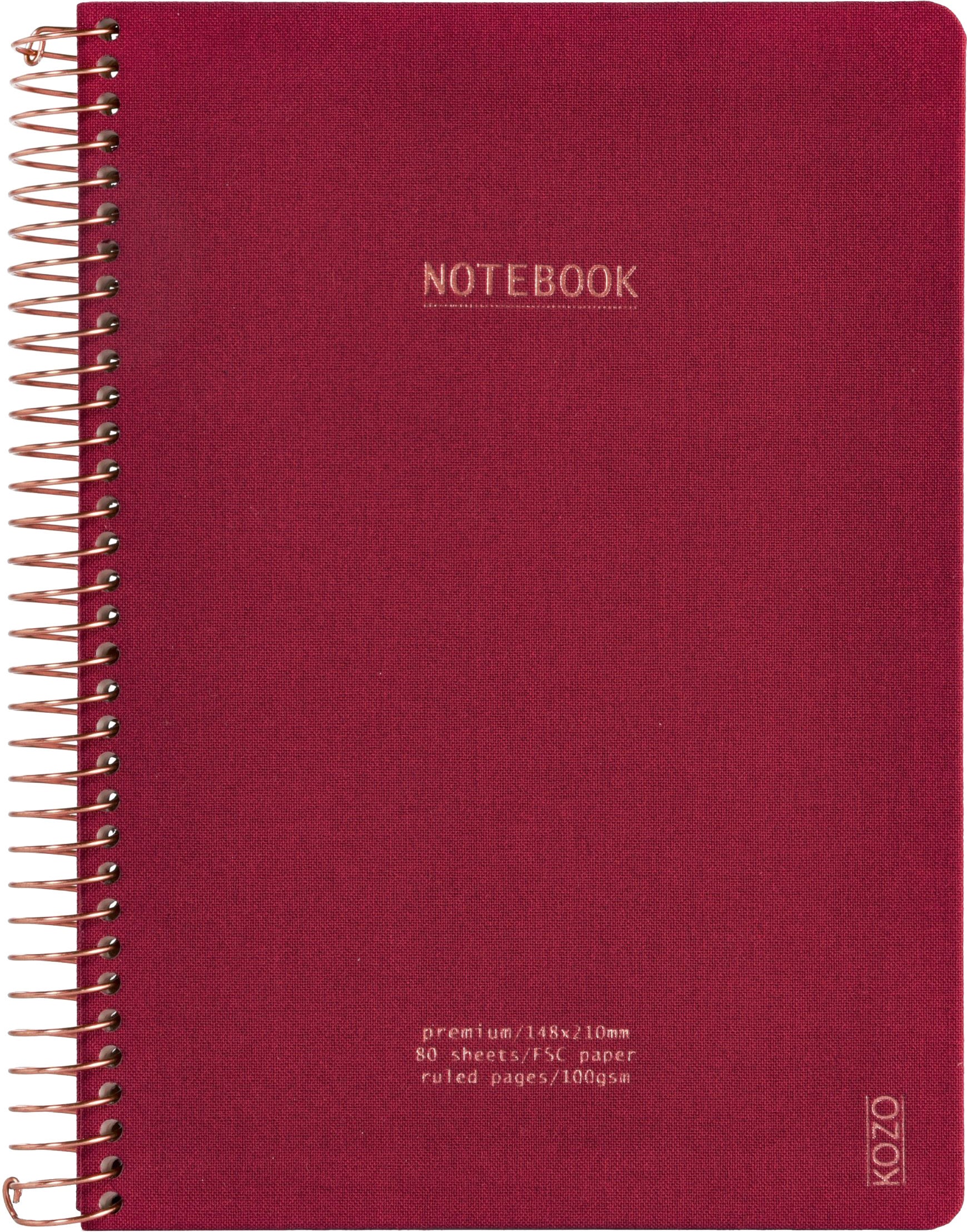 Notatbok m/spiral Kozo Premium A5 Berry